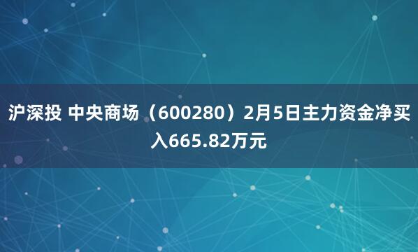 沪深投 中央商场（600280）2月5日主力资金净买入665.82万元