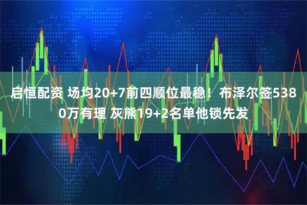 启恒配资 场均20+7前四顺位最稳!布泽尔签5380万有理 灰熊19+2名单他锁先发